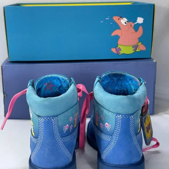 TIMBERLAND x SpongeBob 6 Inch Waterproof Nubuck Leather Boots Size 2 Youth